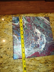 Original Acrylic Painting Abstract Art Fluid Pour Multi Color Purples Small