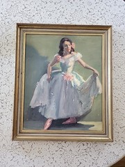 1940s Ballerina Dancer Oil Painting Martha Herpst Crawford Titusville PA Artist