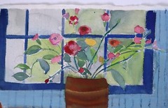Vintage Still Life Gouache Watercolor Painting Woodstock NY Sylvia Weinberg