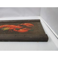 Vintage Artist Joyce Langelier Lobster Seafood Restaurant Wood Board Wall Mount