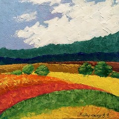 Oil Painting Golden Field Zadorozhnya V. Unframed Original Decor Art nAAA2599