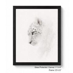 Set of 4 Framed Animal Art Eagle Horse Snow Leopard Owl Black White Glass