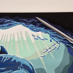 Dolphins ride Finished Acrylic Painting Paint By Number Nautical Ocean 20×16