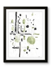 Minimalist Abstract Green Neutral Modern Wall Art Original 11×14 on Paper
