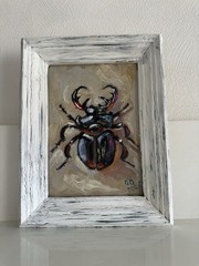 original oil painting Bug Semi Abstract 15х20cm Gift Wall Art Fine Art Fruits