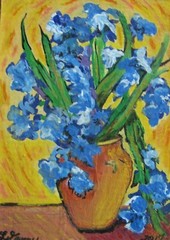 A284 ORIGINAL ACRYLIC ART ACEO PAINTING BY LJH „FLOWER GIRL“