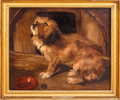 Large 19th Century English Portrait of A Brown Terrier Dog – Sir Edwin Landseer