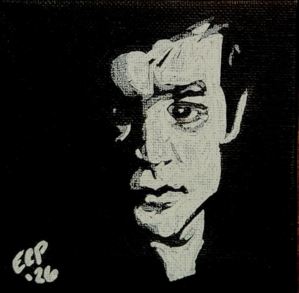 Bruce Lee Enter The Dragon Original Painting With Easel On Canvas 4″ X 4″