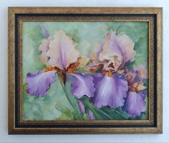 Irises in Bloom Original Oil Painting Framed Floral Artwork 8×10 in