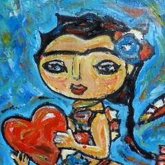 BLUE MERMAID oil painting 8×10 NEW canvas Sea original WOW signed art Crowell