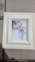U26994 Vintage Handmade Floral Shell Artwork Framed 7 x 8 3D Multicolor G3D
