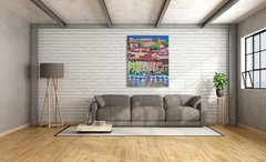 ITALY Original Art PAINTING DAN BYL Contemporary Impressionism Large 4×5 feet