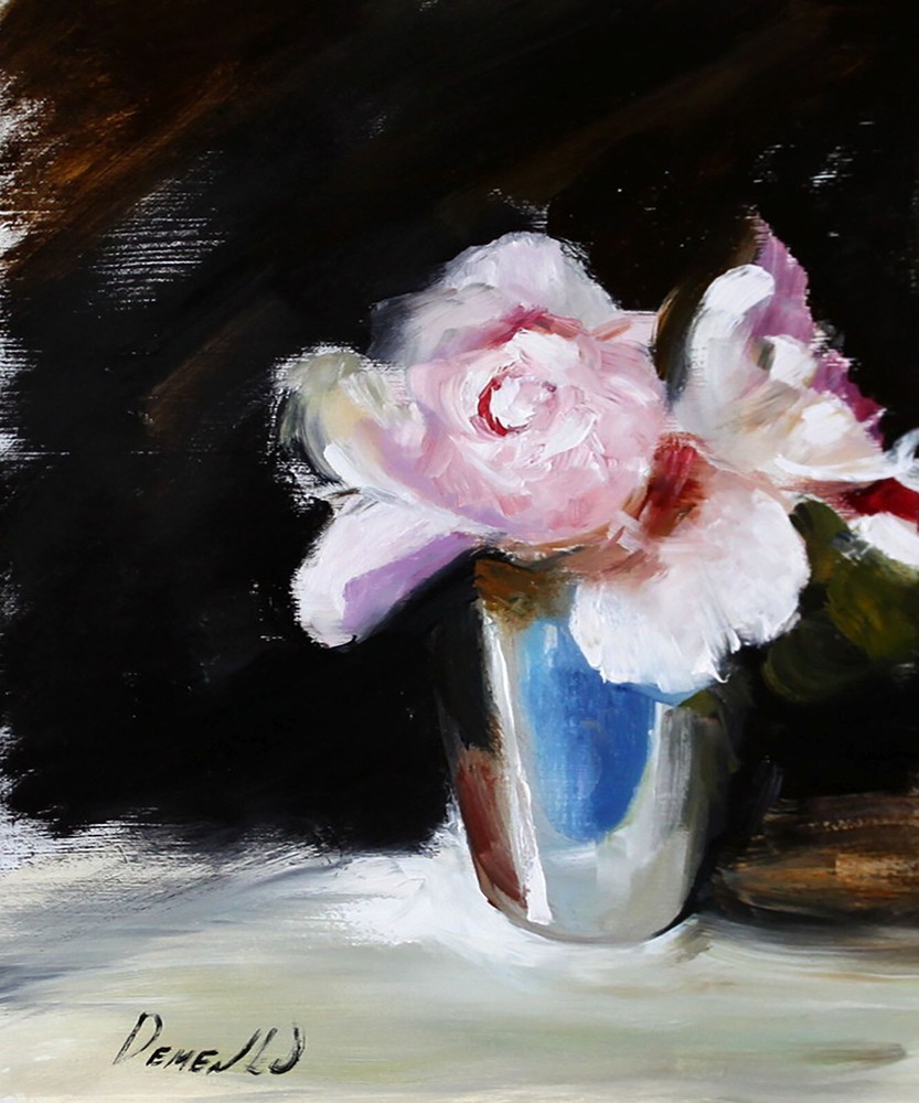 Demenko Natalia abstract Flowers PINK PEONY Oil painting UKRAINE