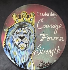 12” Hand Painted Record Lion Expire Strength Graffiti Art Decor Power