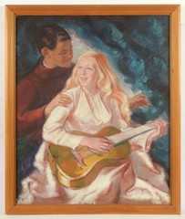 Emma Hoenig-Peslator „Young couple“, oil on mansonite. 1940/50s