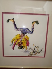 Clown Circus Ducks Watercolor Painting Colorado Artist Loretta Weiss (1920-2005)