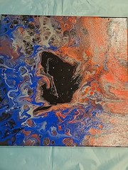 Painting Acrylic Pour Art Abstract Original Unique 12×12 Canvas