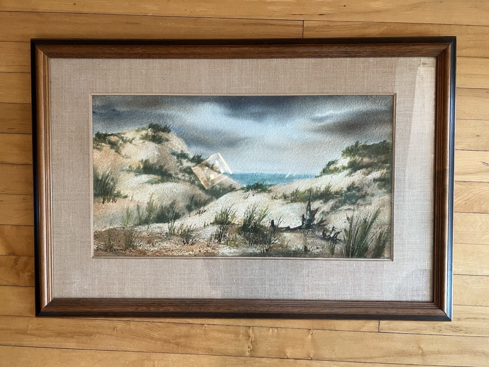 Original Signed Anne Connolly Water Color 30.5 X 20.5 Framed Beach Scene