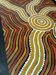 First Nation Aboriginal Art Sharon Butcher Beautiful Water Hole ~ 90cm x 66cm