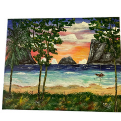 Modern SEASCAPE coast ocean acrylic Painting original hand painted sunset