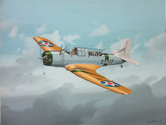 Raymond Waddey 2008 Painting on Canvas of US Navy Vought SB2U Vindicator 16″x20″