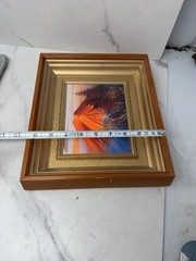 Vtg Mount Fuji Textured Painting Framed Japanese Landscape Mid Century Wall Art