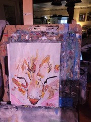Cat Vibrant Abstract Expressionism Canvas Painting.