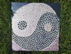 paintings on canvas original abstract | Yin Yang Metallic Dots