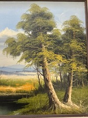 Mid-Century Serene Cottage by a Lake- Rustic Painting by Brenner – Framed – VTG