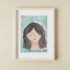 Original Fashion Girl 9×12 Expressionism Gouache Abstract Paper Naive Painting