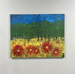 Flowers And Trees Oil Painting On Canvas Landscape Impressionism 24×30”