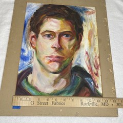 Lot Of 2 Original Portraits Young Woman & Dog; Young Man Acrylic On Canvas 11×14