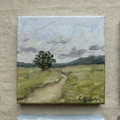 Landscape Original Oil Painting Farm House Gallery Wall Set Of 4pcs 6×6 in