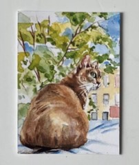 NEW!! ACEO CAT Artist Card Print Of Original Signed Watercolor