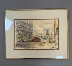 John Checkley Original Watercolor Painting San Francisco Nob Hill 1979 Signed