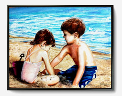 LOVELESS – „BEACH TIME“ children on hard board 10 X 8 Art Impressionism