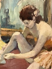 GABRIELE DAUBE ANTIQUE BALLERINA GIRL OIL PAINTING VINTAGE BALLET DANCER 1940s
