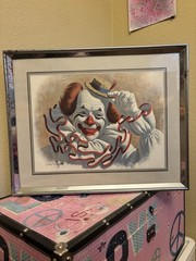 Vintage Arthur Sarnoff Clown Framed Print / Lithograph Retro Wall Art
