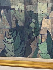 Mid Century Painting Cubist Cubism Abstract Kermit Epperson Modernist Rooftops