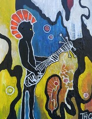Abstract Figure Composition Punk with Guitar Rock Music Art from Copenhagen