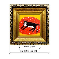 Tuxedo Cat Mini Oil Painting, Framed Original Cat Art, Hand-Painted Kitten Decor