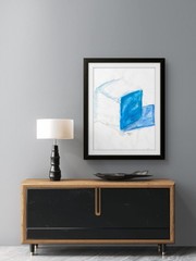 Color Block Blue Square 4 of 4 Geometric Abstract Bold Shape 11×14 Paper