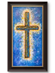 Original Vivid Cross Acrylic 20×10 Signed Canvas Impasto Expressionist Art