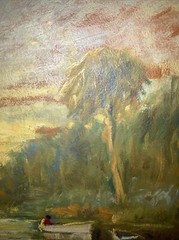 Vintage 1948 Oil On Board oil Painting tropical island palms Bermuda ? signed