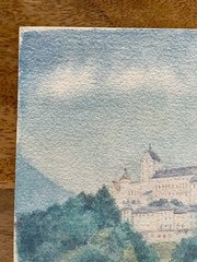 Impressionist View From A Castle Bergige Landscape South Germany? Watercolour
