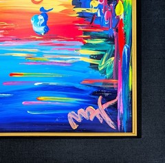 Peter Max „Better World III“ | Unique Acrylic Painting on Paper | 34×28″ Framed