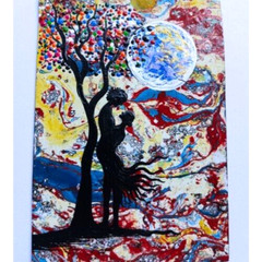 ACEO Original Lady Men Couple Abstract Acrylic Mini Art Card Hand Painting NEW