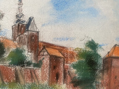 Franz Ehmke 1928 – 2018 Berlin Pastel View Church Village Walls
