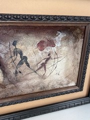 Sean Caulfield Framed Khoi San Rock Art 3D Painting African Tribal Cave Art 20”