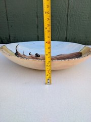 Rhinoceros Console Bowl? 12″ Plate Hand Painted Signed Mutahi Jungle Decor